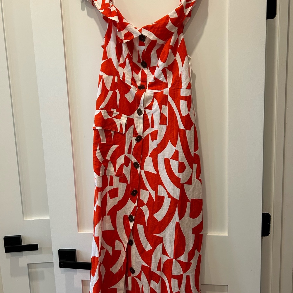Anthropologie Red and White Off the Shoulder Dress
